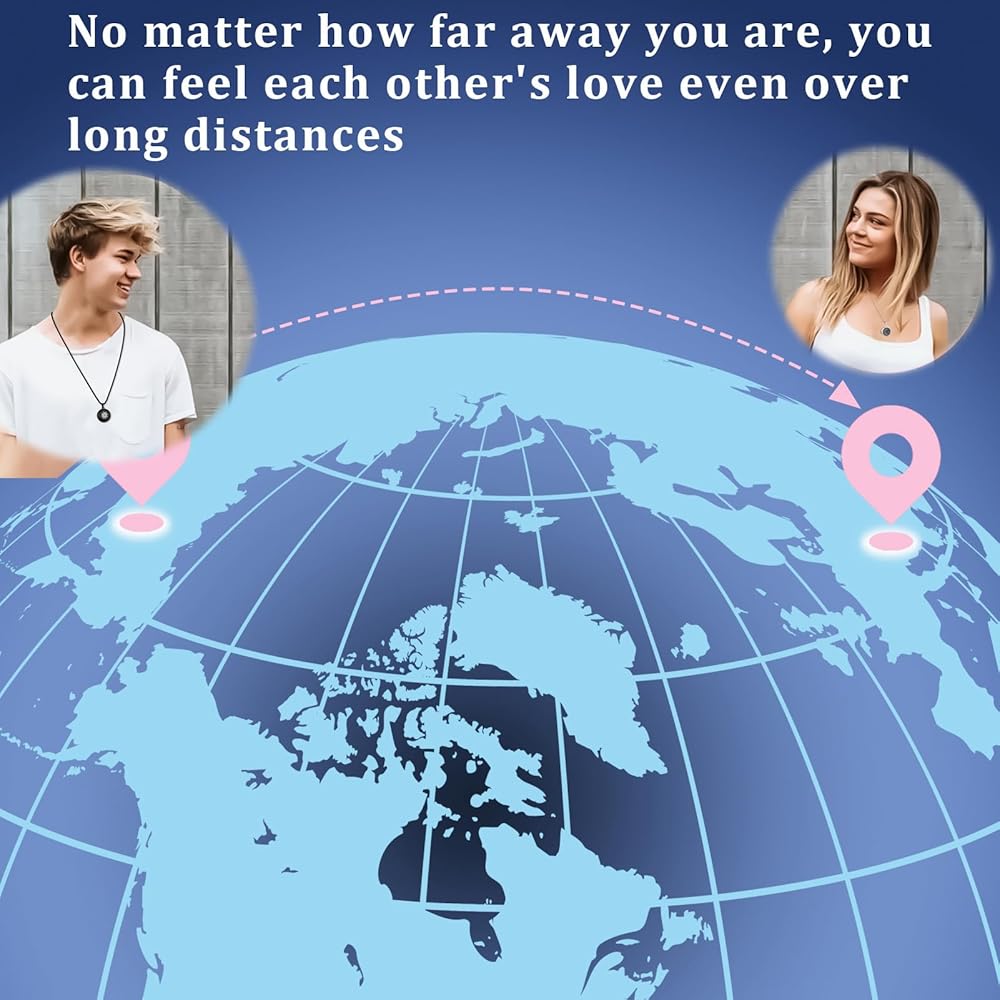 Long-distance touch pendant necklace, vibrates and glows, suitable for couples in love, sends SOS SMS, relationship pendant necklace