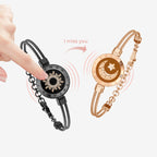 Long-distance couple's remote interactive smart mind-sensing bracelet, a pair of vibrating bracelets, a Valentine's Day gift.