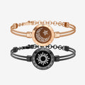 Long-distance couple's remote interactive smart mind-sensing bracelet, a pair of vibrating bracelets, a Valentine's Day gift.