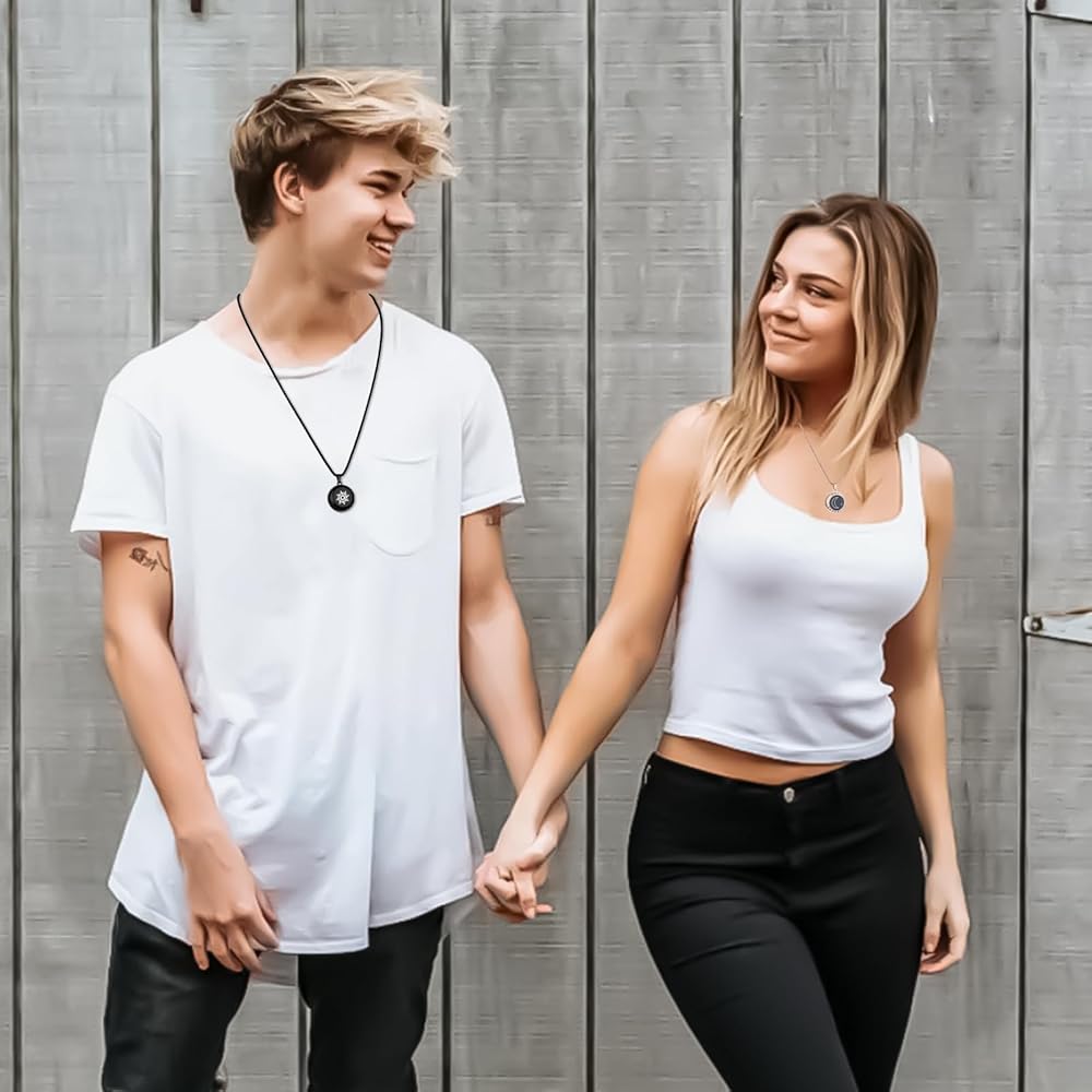 Long-distance touch pendant necklace, vibrates and glows, suitable for couples in love, sends SOS SMS, relationship pendant necklace