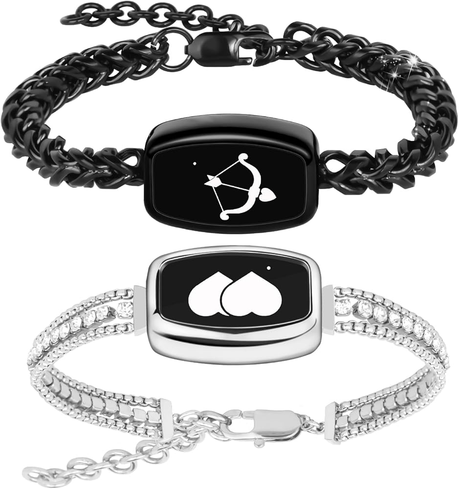 Long-distance touch bracelet, vibrates and glows, suitable for couples in love, sends SOS SMS, relationship bracelet, Velentine gift for girlfriend or boyfriend.